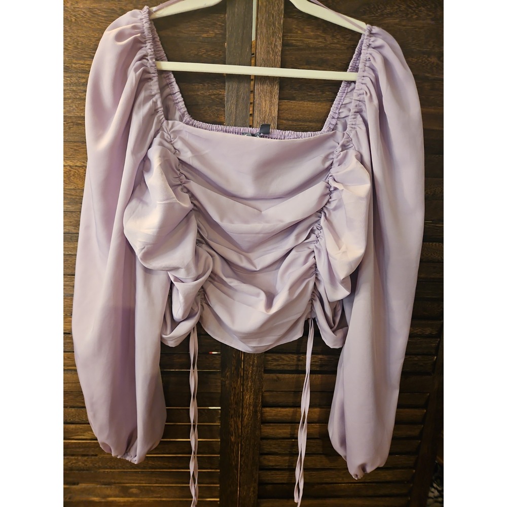 Arula Lavendar Ruched Billow Sleeve Top NWT Smocked L/XL Softgirl Romance #876